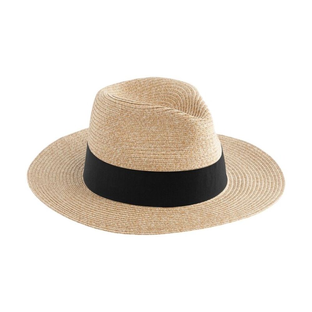 Beechfield Straw Lightweight Fedora / Natural Black